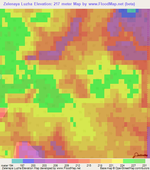 Zelenaya Luzha,Russia Elevation Map