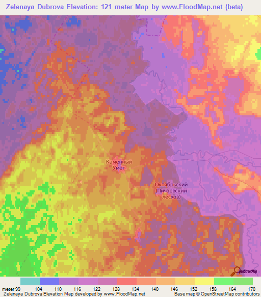 Zelenaya Dubrova,Russia Elevation Map