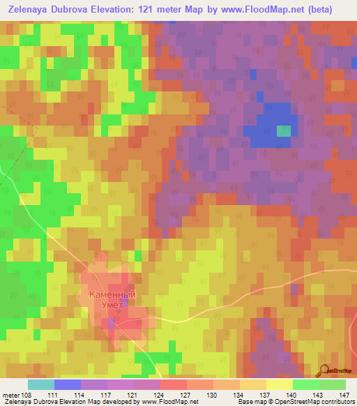 Zelenaya Dubrova,Russia Elevation Map