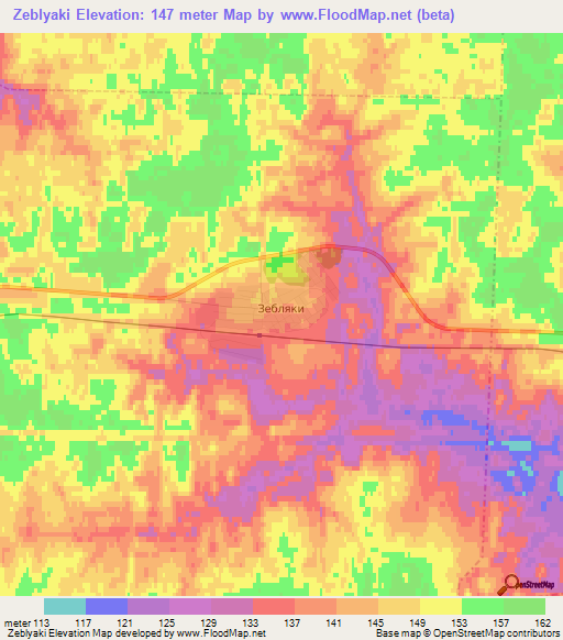 Zeblyaki,Russia Elevation Map