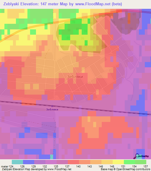 Zeblyaki,Russia Elevation Map