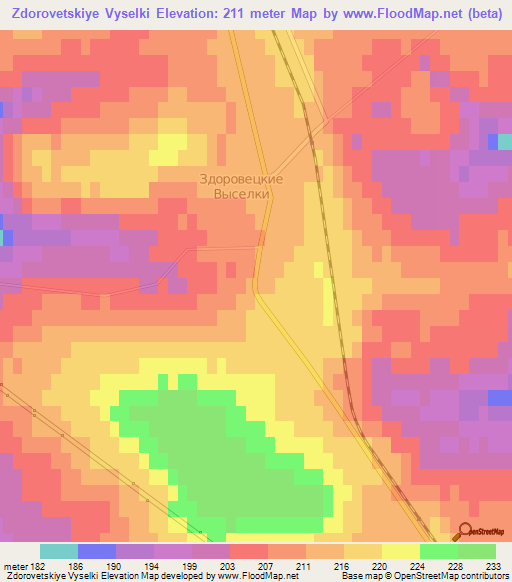 Zdorovetskiye Vyselki,Russia Elevation Map