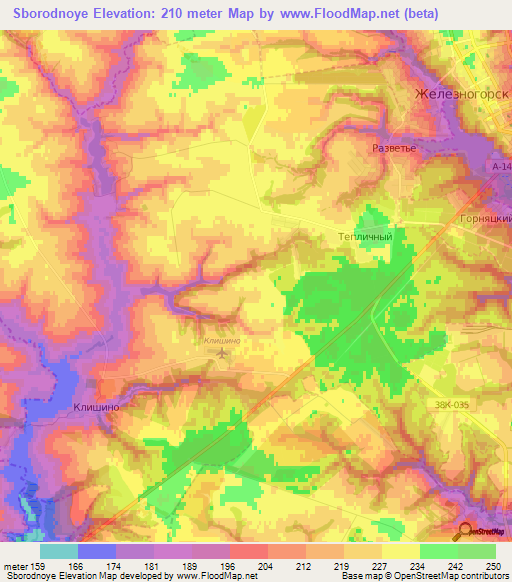 Sborodnoye,Russia Elevation Map