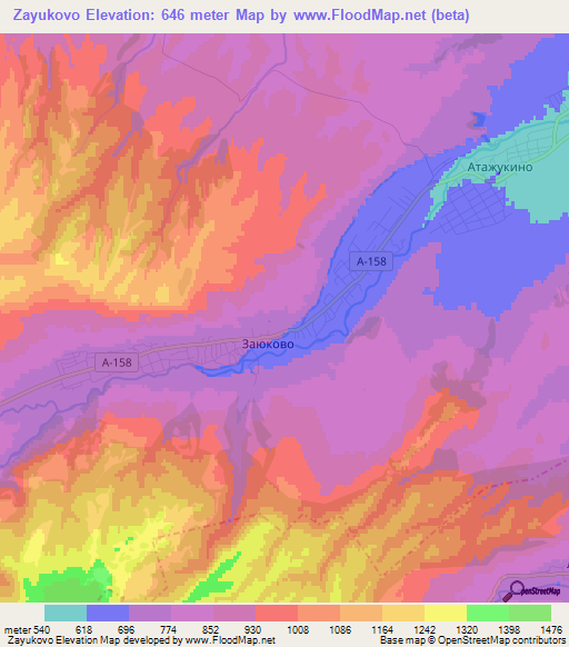 Zayukovo,Russia Elevation Map