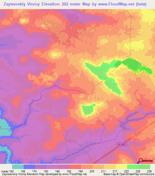 Zaytsevskiy Vtoroy,Russia Elevation Map