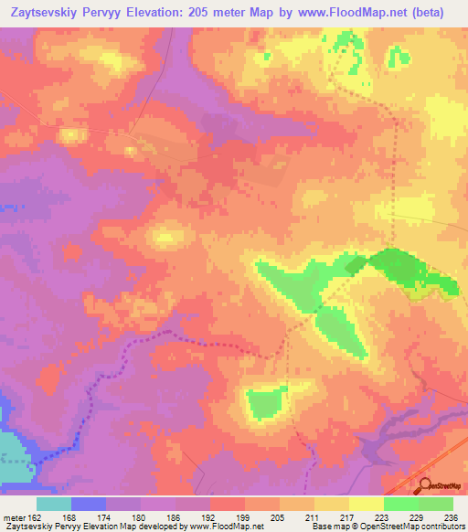 Zaytsevskiy Pervyy,Russia Elevation Map