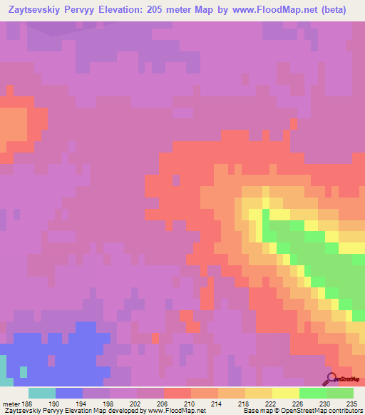 Zaytsevskiy Pervyy,Russia Elevation Map