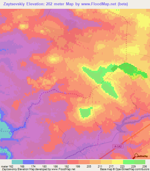 Zaytsevskiy,Russia Elevation Map