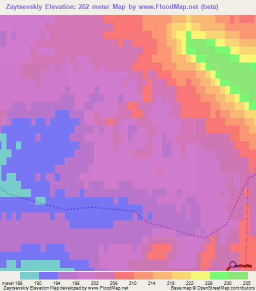 Zaytsevskiy,Russia Elevation Map