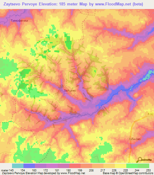 Zaytsevo Pervoye,Russia Elevation Map