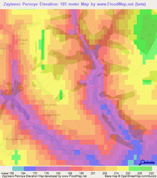 Zaytsevo Pervoye,Russia Elevation Map