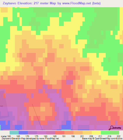 Zaytsevo,Russia Elevation Map