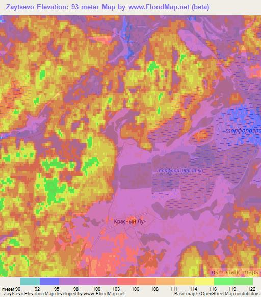 Zaytsevo,Russia Elevation Map