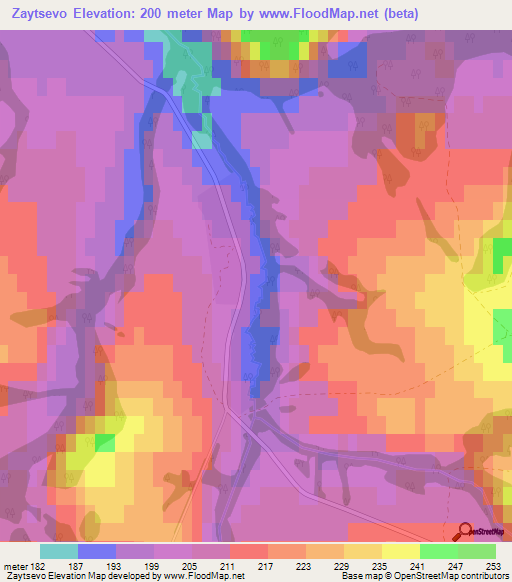 Zaytsevo,Russia Elevation Map