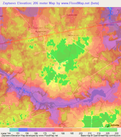 Zaytsevo,Russia Elevation Map