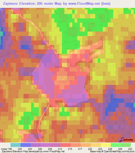 Zaytsevo,Russia Elevation Map