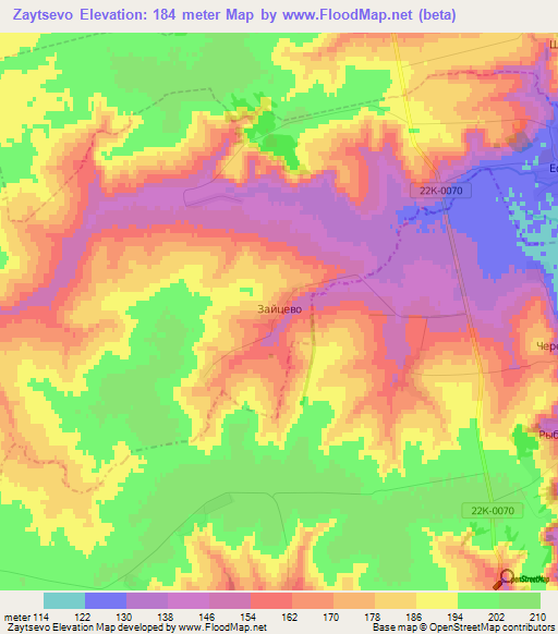 Zaytsevo,Russia Elevation Map