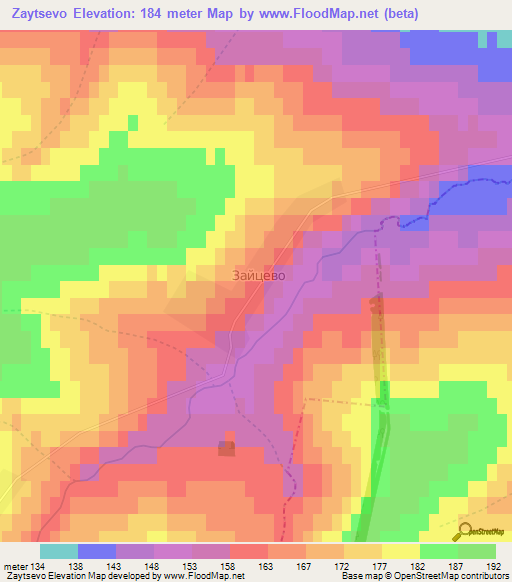 Zaytsevo,Russia Elevation Map