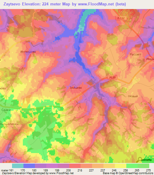 Zaytsevo,Russia Elevation Map