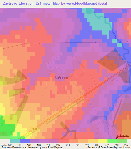 Zaytsevo,Russia Elevation Map