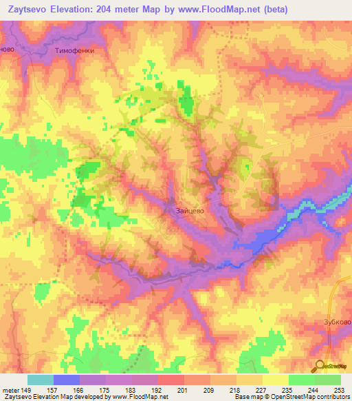 Zaytsevo,Russia Elevation Map