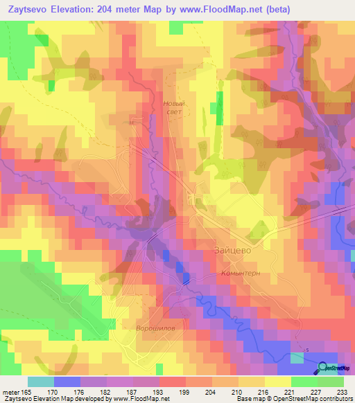 Zaytsevo,Russia Elevation Map