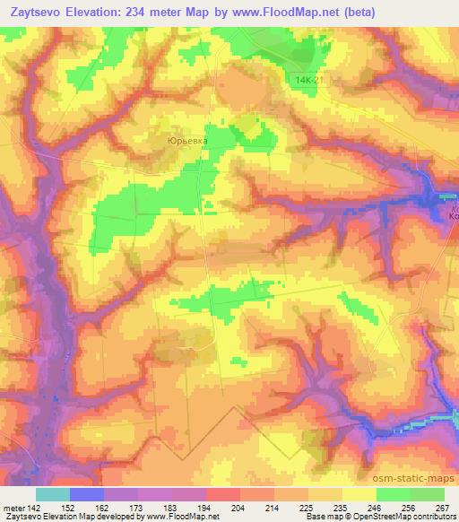 Zaytsevo,Russia Elevation Map