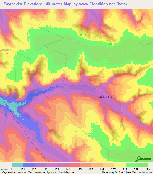 Zaytsevka,Russia Elevation Map