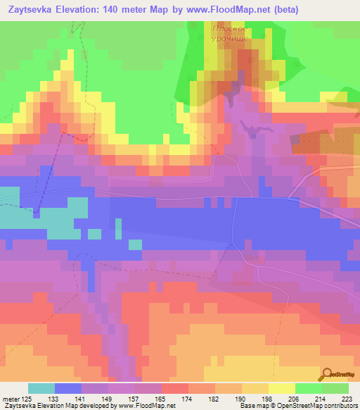 Zaytsevka,Russia Elevation Map