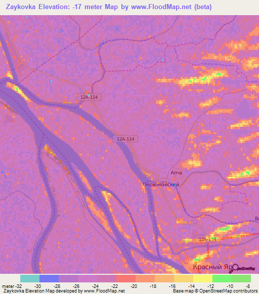 Zaykovka,Russia Elevation Map