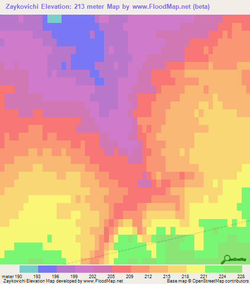 Zaykovichi,Russia Elevation Map