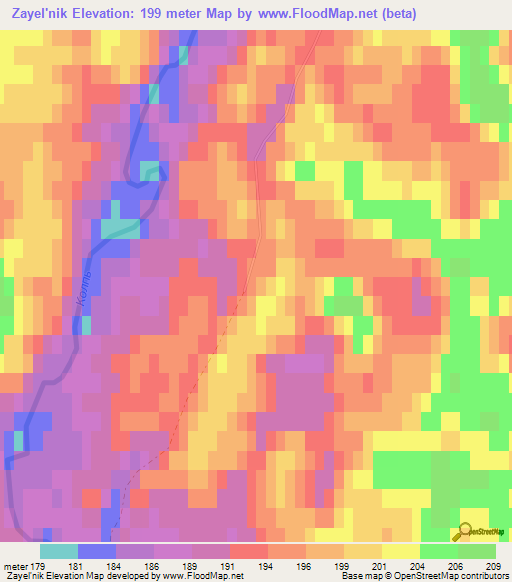 Zayel'nik,Russia Elevation Map