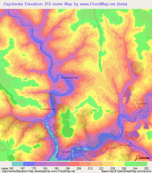 Zaychevka,Russia Elevation Map