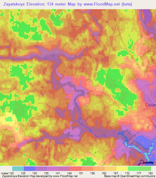 Zayatskoye,Russia Elevation Map