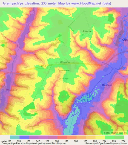 Gremyach'ye,Russia Elevation Map