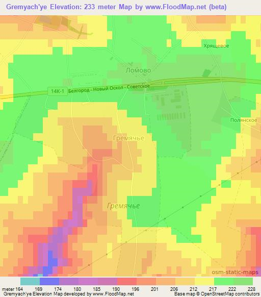 Gremyach'ye,Russia Elevation Map