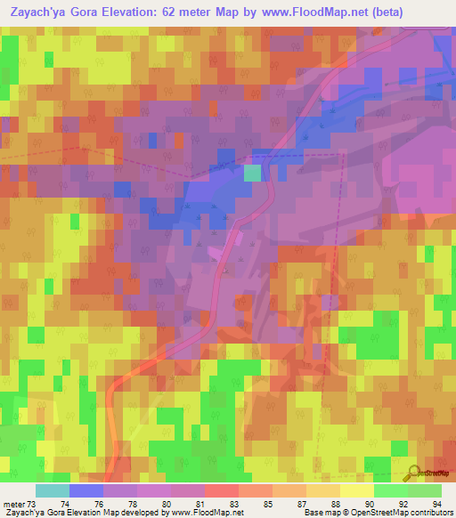 Zayach'ya Gora,Russia Elevation Map