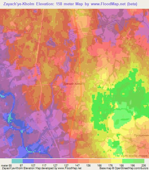 Zayach'ye-Kholm,Russia Elevation Map