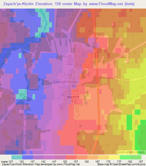 Zayach'ye-Kholm,Russia Elevation Map
