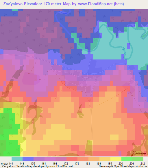 Zav'yalovo,Russia Elevation Map