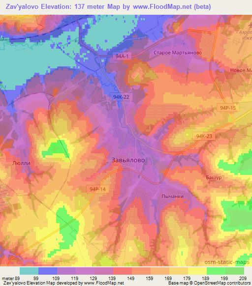 Zav'yalovo,Russia Elevation Map