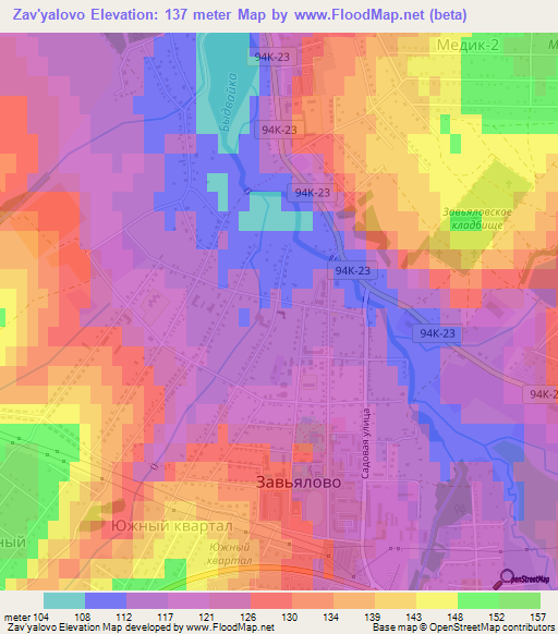 Zav'yalovo,Russia Elevation Map