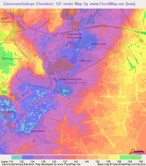 Zavoronezhskoye,Russia Elevation Map