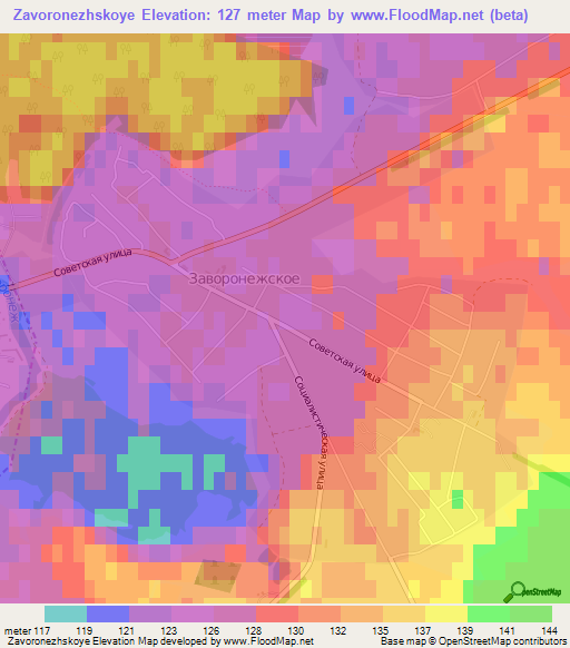 Zavoronezhskoye,Russia Elevation Map