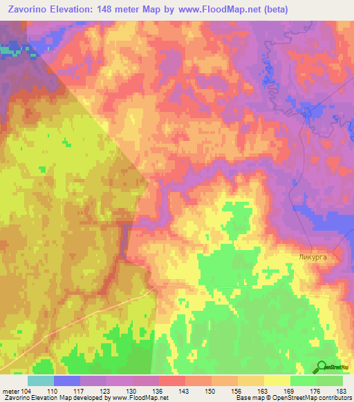 Zavorino,Russia Elevation Map