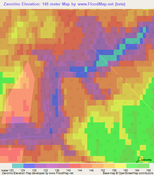 Zavorino,Russia Elevation Map