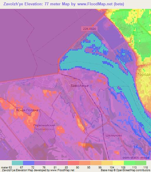 Zavolzh'ye,Russia Elevation Map