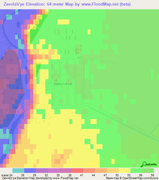 Zavolzh'ye,Russia Elevation Map