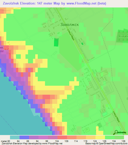 Zavolzhsk,Russia Elevation Map