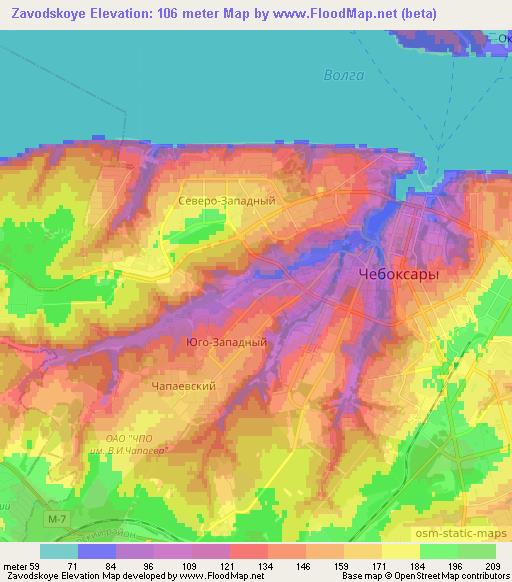 Zavodskoye,Russia Elevation Map